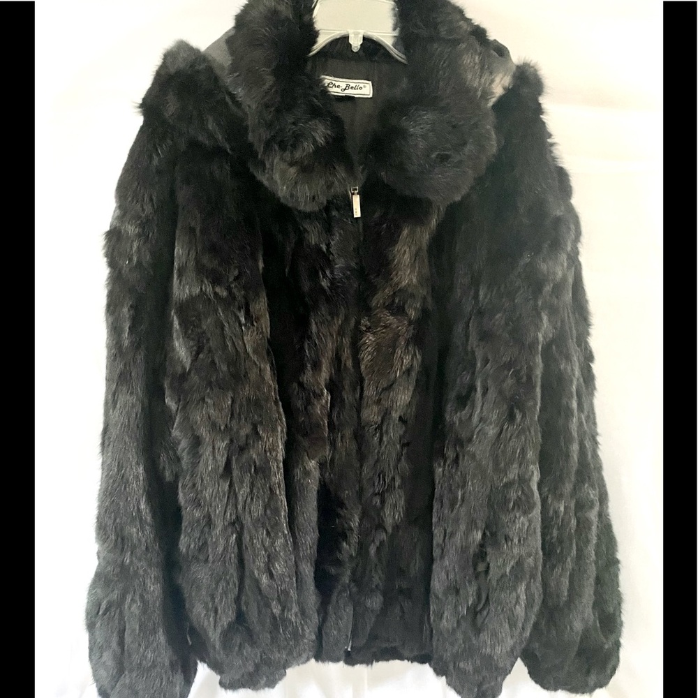 Che-Bello Men’s Rabbit Fur Coat (black)